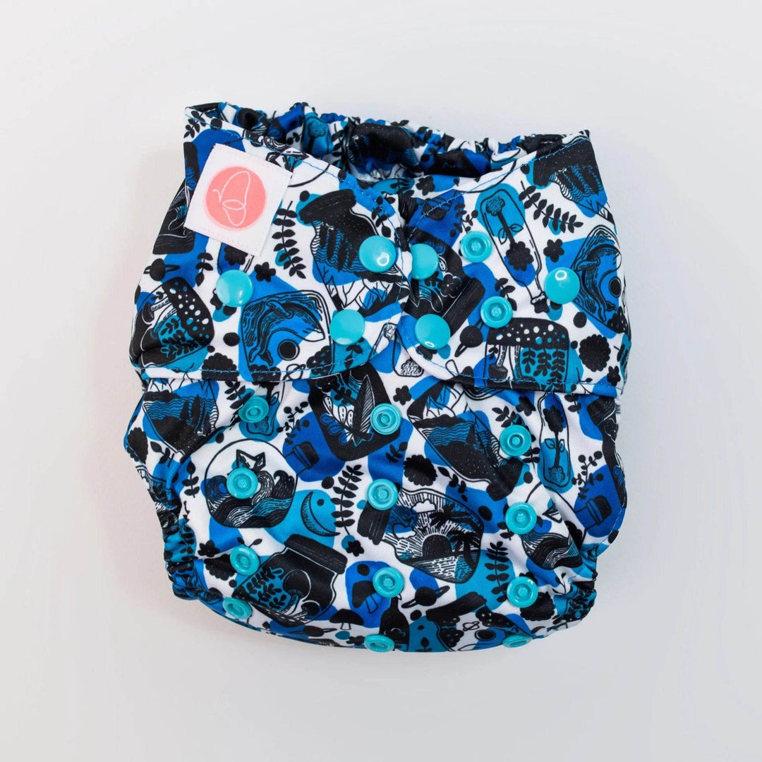 Monarch Ultimate Wipeable Cloth Nappy With Snaps Sea-nery