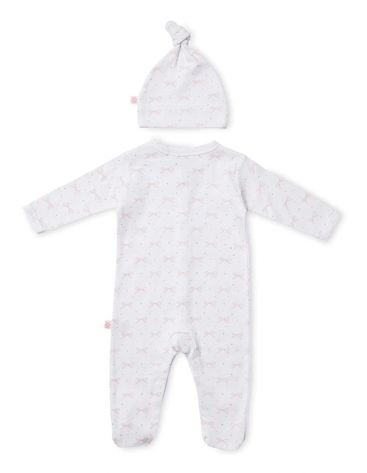Marquise Studsuit and Beanie 2 Piece Set - Pink Bow Yardage