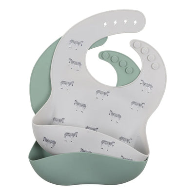 Bebe By Minihaha Zebra Print 2 Pack Silicone Bibs