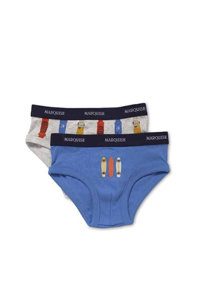 Marquise Boys Skateboards 2 Pack Underwear - Blue/Print