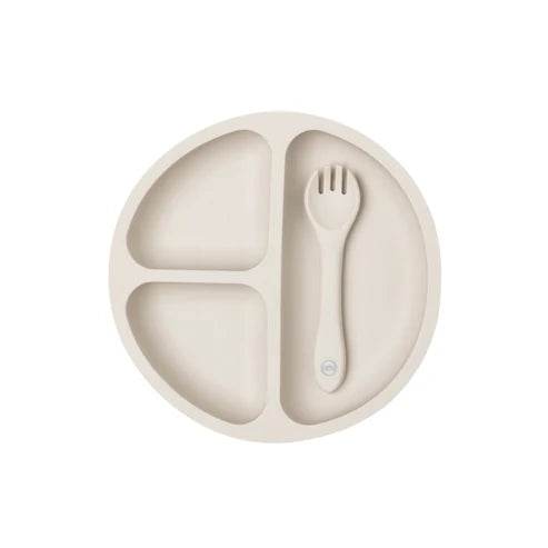 My Little Giggles Silicone Bento Plate - Light Grey - Outlet Shop For Kids