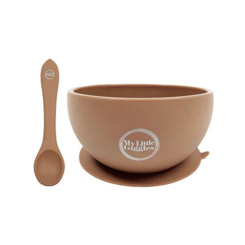 My Little Giggles Silicone Bowl & Spoon Set - Clay - Outlet Shop For Kids