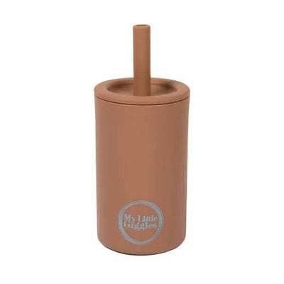 My Little Giggles Silicone Drinking Cup & Straw - Clay - Outlet Shop For Kids