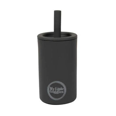My Little Giggles Silicone Drinking Cup & Straw - Dark Grey - Outlet Shop For Kids