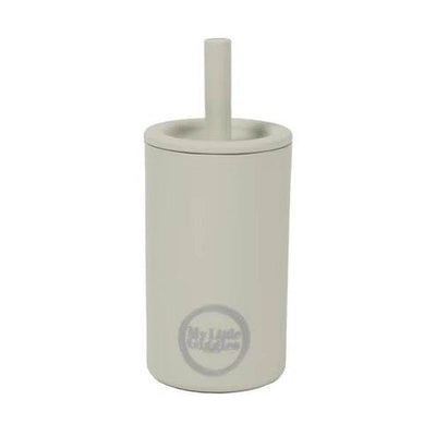 My Little Giggles Silicone Drinking Cup & Straw - Light Grey - Outlet Shop For Kids