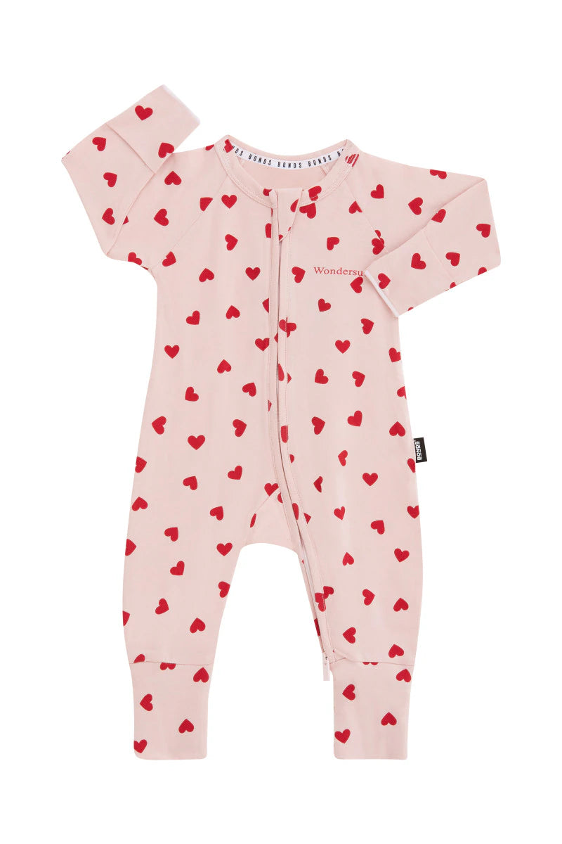 Bonds Newbies Organic Cotton Zippy - Love Heart Sparkle