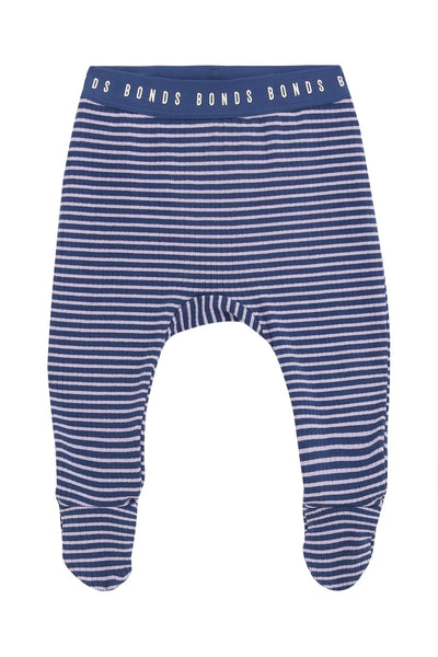 Bonds Newbies Rib Foot Legging - Bastille Blue/Lilac