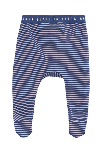 Bonds Newbies Rib Foot Legging - Bastille Blue/Lilac