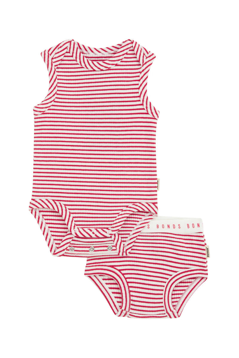 Bonds Newbies Wide Needle Rib 2 Pack - Parisian Red / Marscapone