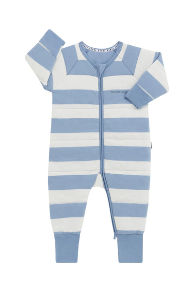 Bonds Padded Zip Wondersuit - Mountain Blue/Marscapone Stripe