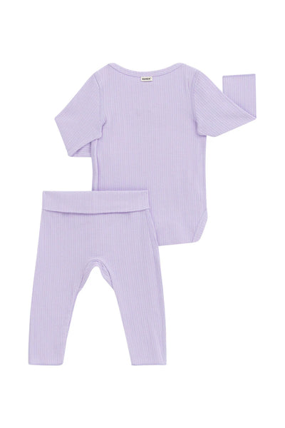 Bonds Pointelle Long Sleeve Bodysuit And Legging Set - Lilac Ice