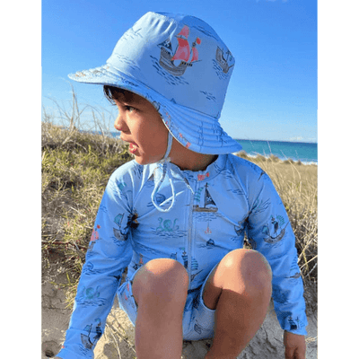 Purebaby Boys Broad Brim Hat - Pirate Ship Print - Outlet Shop For Kids