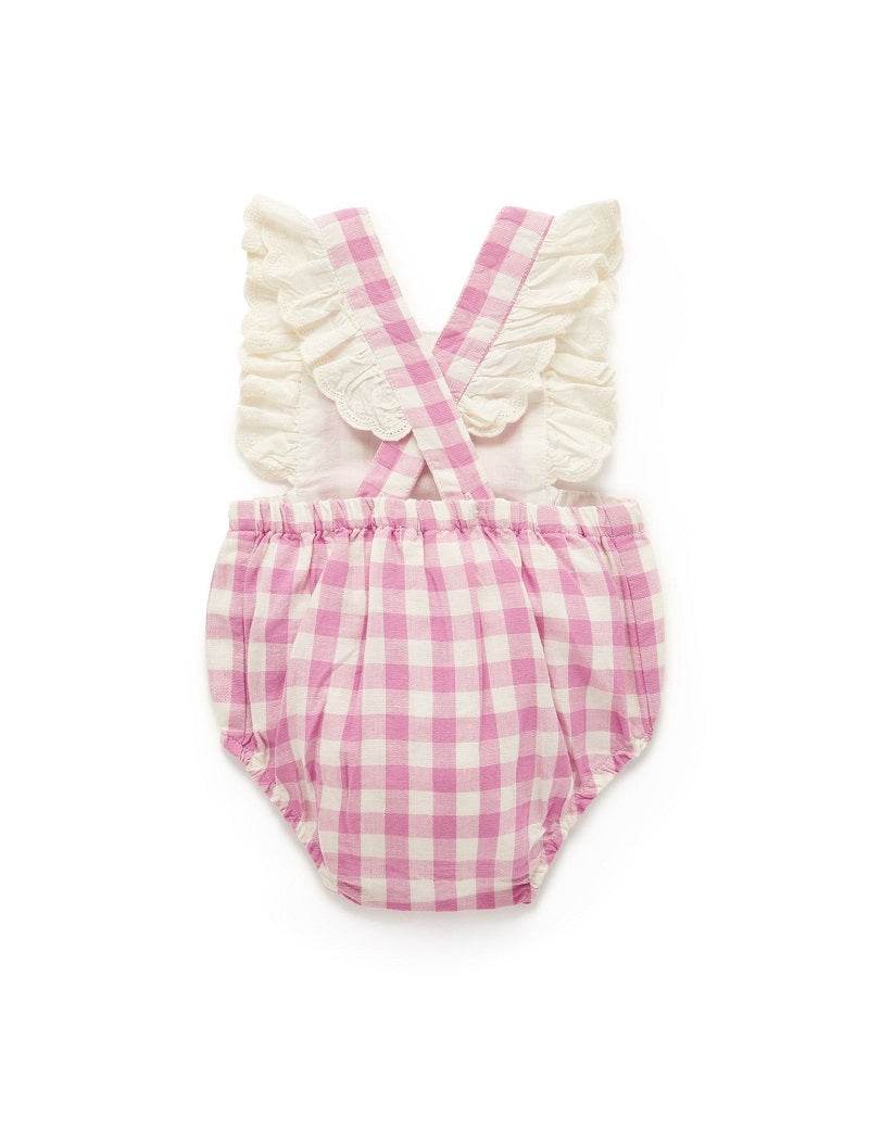 Purebaby Gingham Bodysuit - Fig Gingham - Outlet Shop For Kids