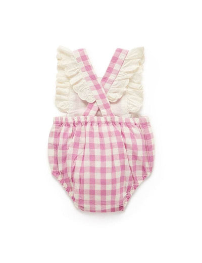 Purebaby Gingham Bodysuit - Fig Gingham - Outlet Shop For Kids