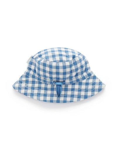 Purebaby Gingham Sunhat - Atlantic Gingham - Outlet Shop For Kids