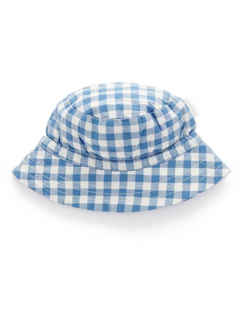 Purebaby Gingham Sunhat - Atlantic Gingham - Outlet Shop For Kids