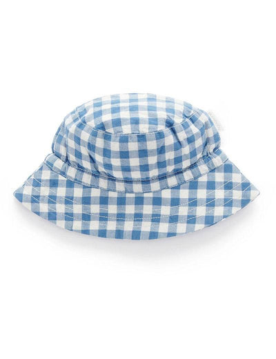 Purebaby Gingham Sunhat - Atlantic Gingham - Outlet Shop For Kids