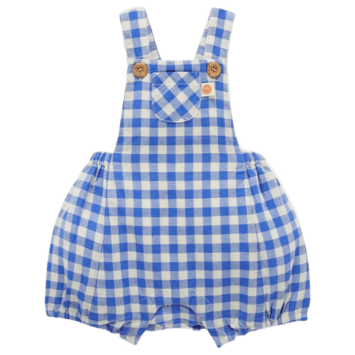 Purebaby Linen Blend Overall - Nile Gingham - Outlet Shop For Kids