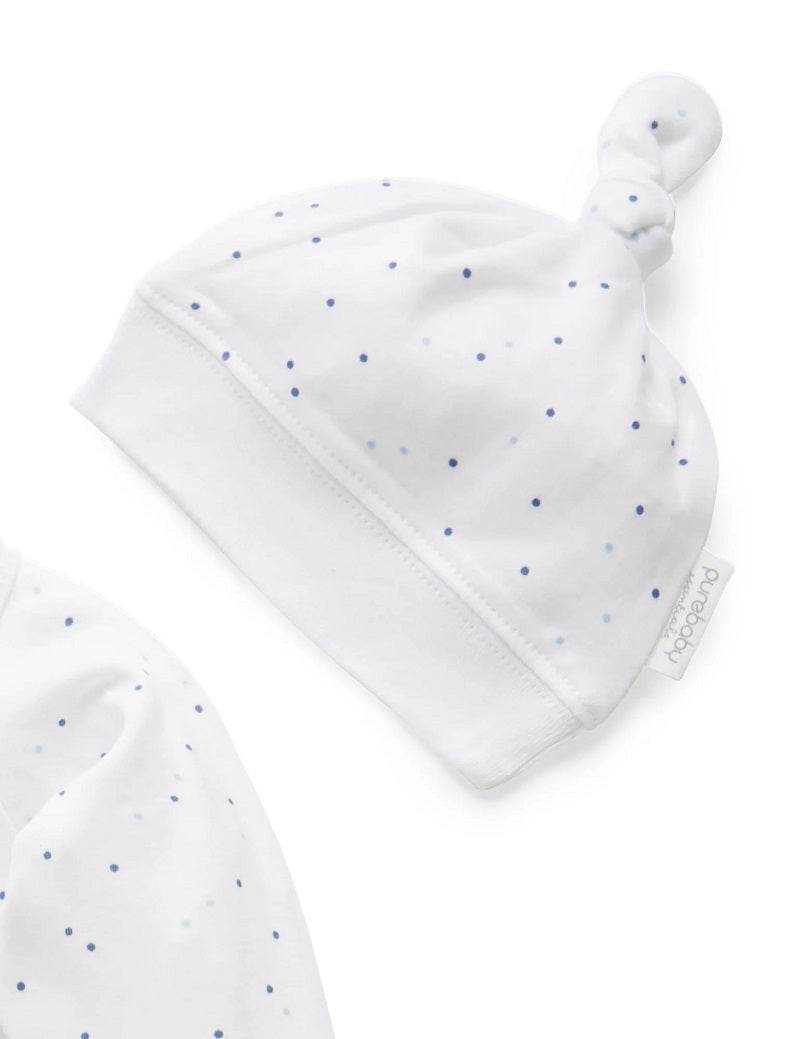 Purebaby Organic 3 Piece Set - Pale Blue Spot - Outlet Shop For Kids