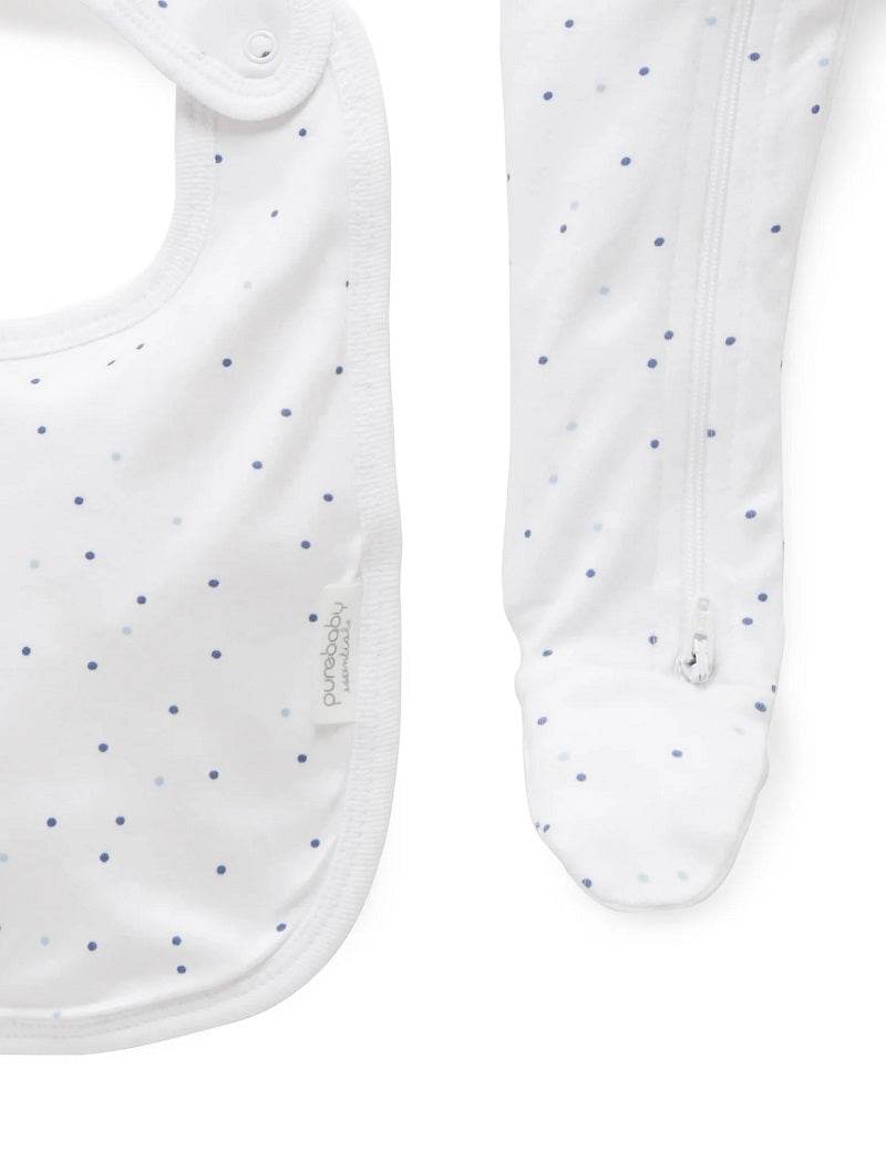 Purebaby Organic 3 Piece Set - Pale Blue Spot - Outlet Shop For Kids
