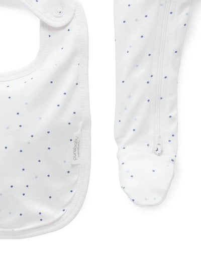 Purebaby Organic 3 Piece Set - Pale Blue Spot - Outlet Shop For Kids