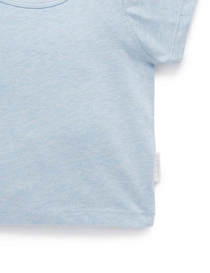 Purebaby Organic Essential Newborn Tee - Soft Blue Melange - Outlet Shop For Kids