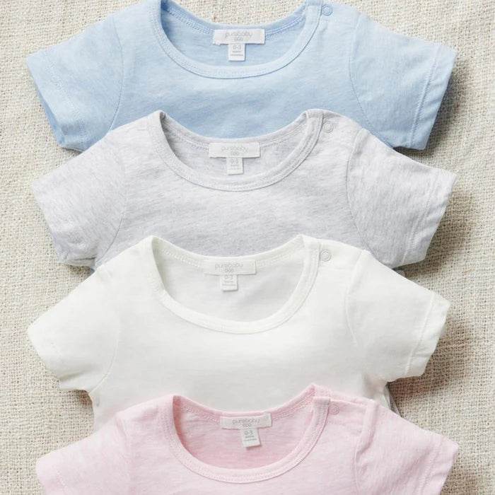 Purebaby Organic Essential Newborn Tee - Soft Pink Melange - Outlet Shop For Kids