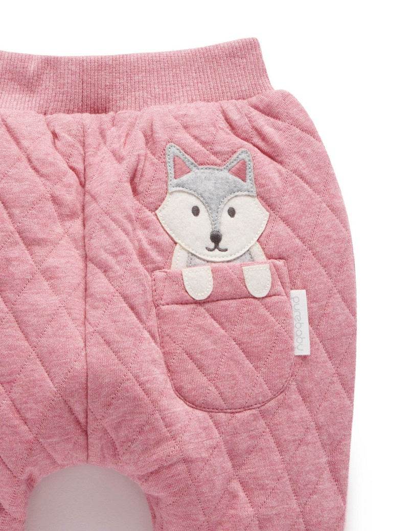 Purebaby Quilted Slouchy Track Pants - Beetroot Melange - Outlet Shop For Kids
