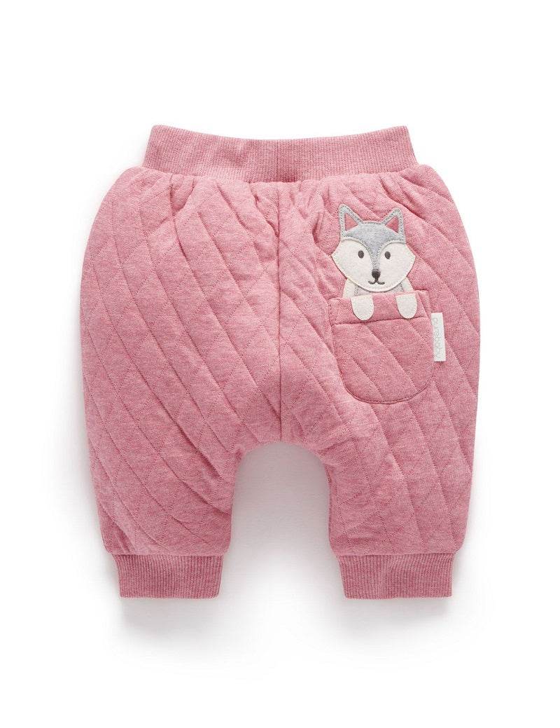 Purebaby Quilted Slouchy Track Pants - Beetroot Melange - Outlet Shop For Kids