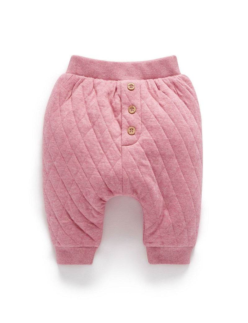 Purebaby Quilted Slouchy Track Pants - Beetroot Melange - Outlet Shop For Kids