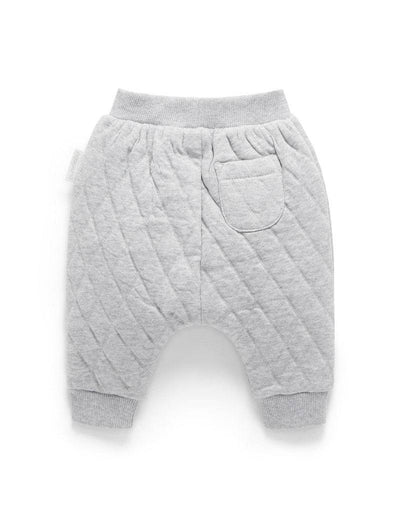 Purebaby Quilted Slouchy Track Pants - Grey Melange/Almond Melange - Outlet Shop For Kids
