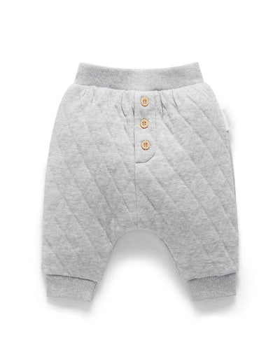 Purebaby Quilted Slouchy Track Pants - Grey Melange/Almond Melange - Outlet Shop For Kids