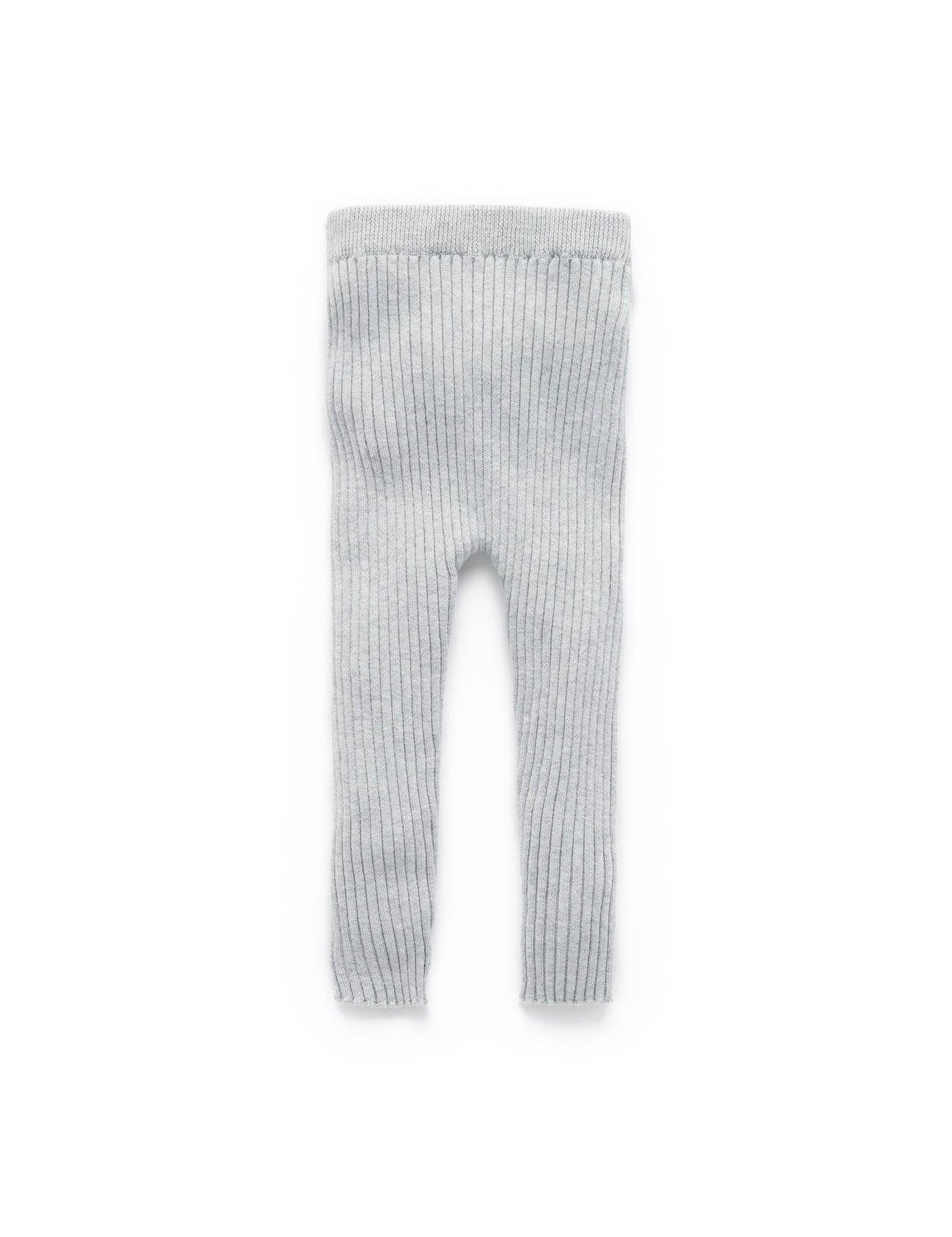 Purebaby Rib Knit Leggings - Grey Melange - Outlet Shop For Kids