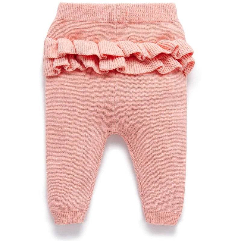 Purebaby Ruffle Knit Leggings - Blush Melange - Outlet Shop For Kids
