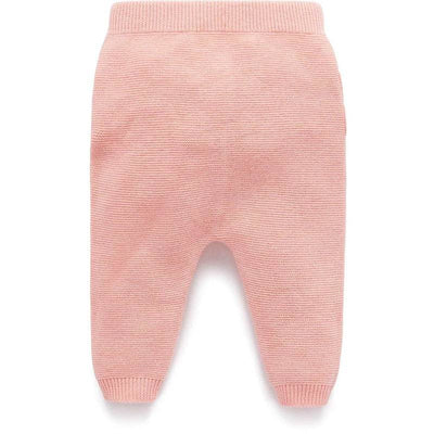 Purebaby Ruffle Knit Leggings - Blush Melange - Outlet Shop For Kids