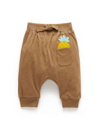 Purebaby Slouchy Pants - Pineapple Print/Coconut - Outlet Shop For Kids