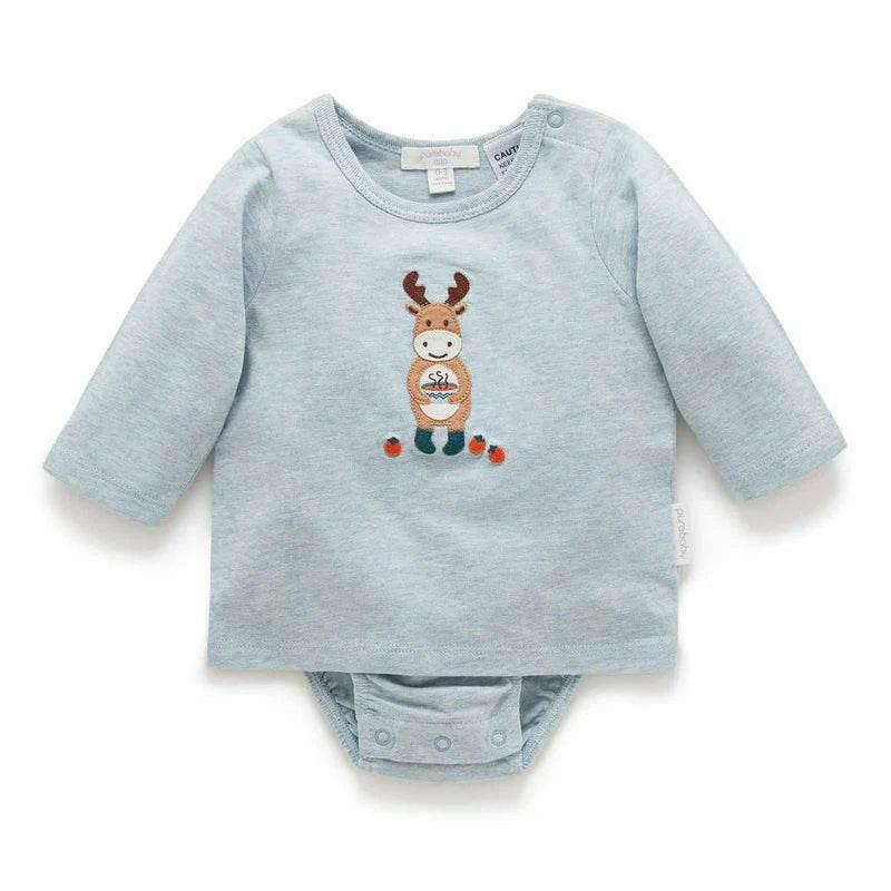 Purebaby Tee Shirt Bodysuit - Fennel Melange - Outlet Shop For Kids