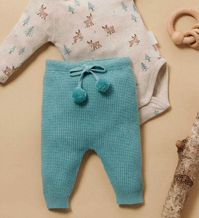 Purebaby Waffle Knit Legging - Moss Melange - Outlet Shop For Kids