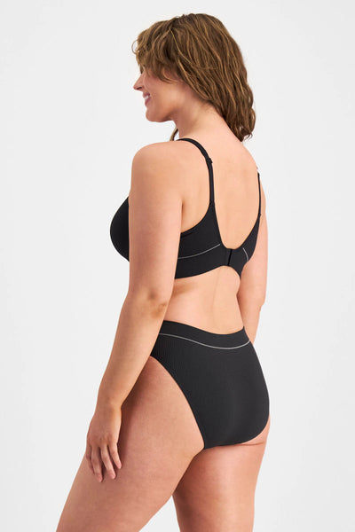 Bonds Womens Retro Rib Hi Bikini - Black