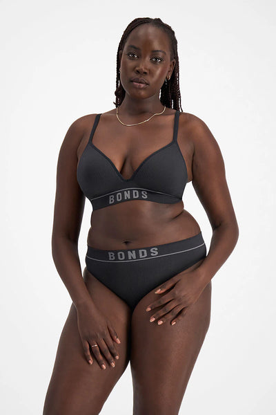 Bonds Womens Retro Rib Hi Bikini - Black