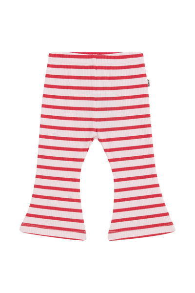 Bonds Rib Flare Pant - Strong Blush/Flamenco Stripe