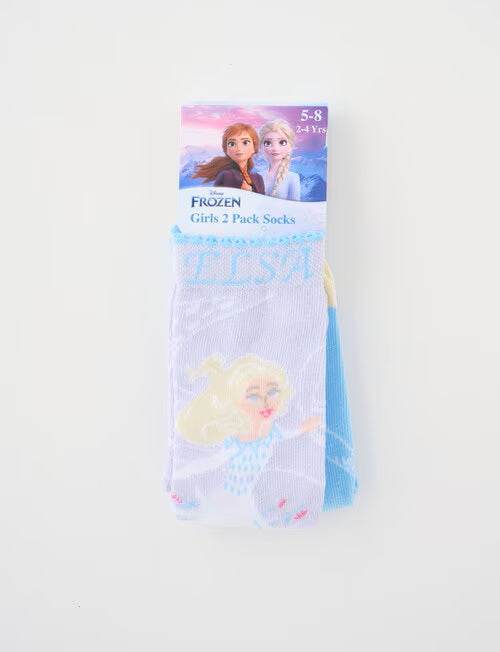 Rio Girls Disney Licenced Frozen Crew Socks 2 Pack - Elsa Snow - Outlet Shop For Kids