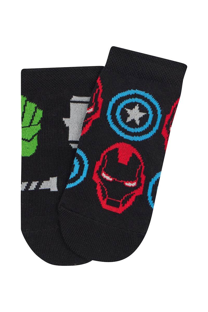 Rio Marvel Boys Avengers Trainer Socks 2 Pack - Black - Outlet Shop For Kids