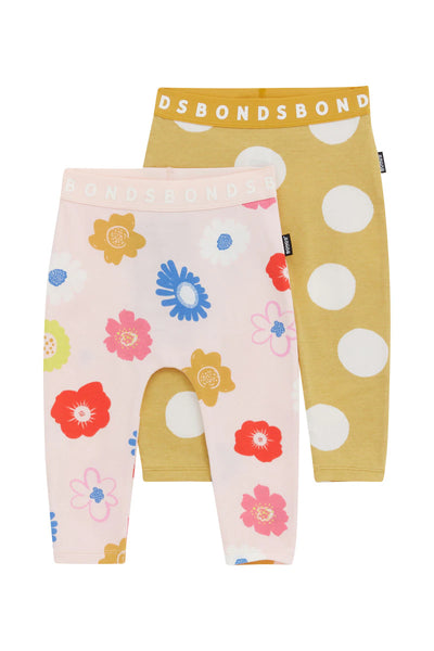 Bonds Roomies 2 Pack Legging - Floral Print/Spot