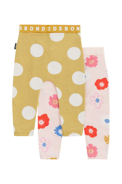 Bonds Roomies 2 Pack Legging - Floral Print/Spot