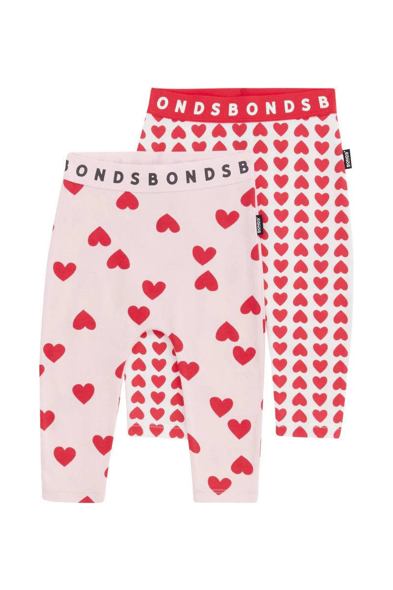 Bonds Roomies Legging 2 Pack - Mon Cheri /Sweet Hearts