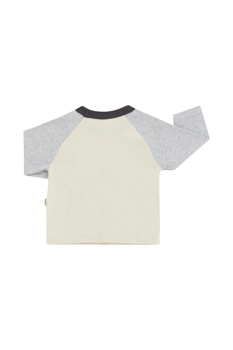 Bonds Roomies Long Sleeve Ringer Tee - New Grey Marle / Sesame Seed