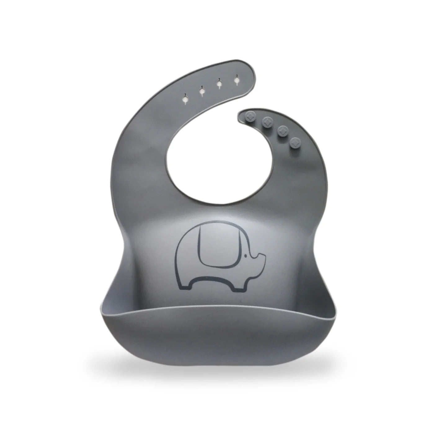 Plum Silicone Bib Elephant - Grey