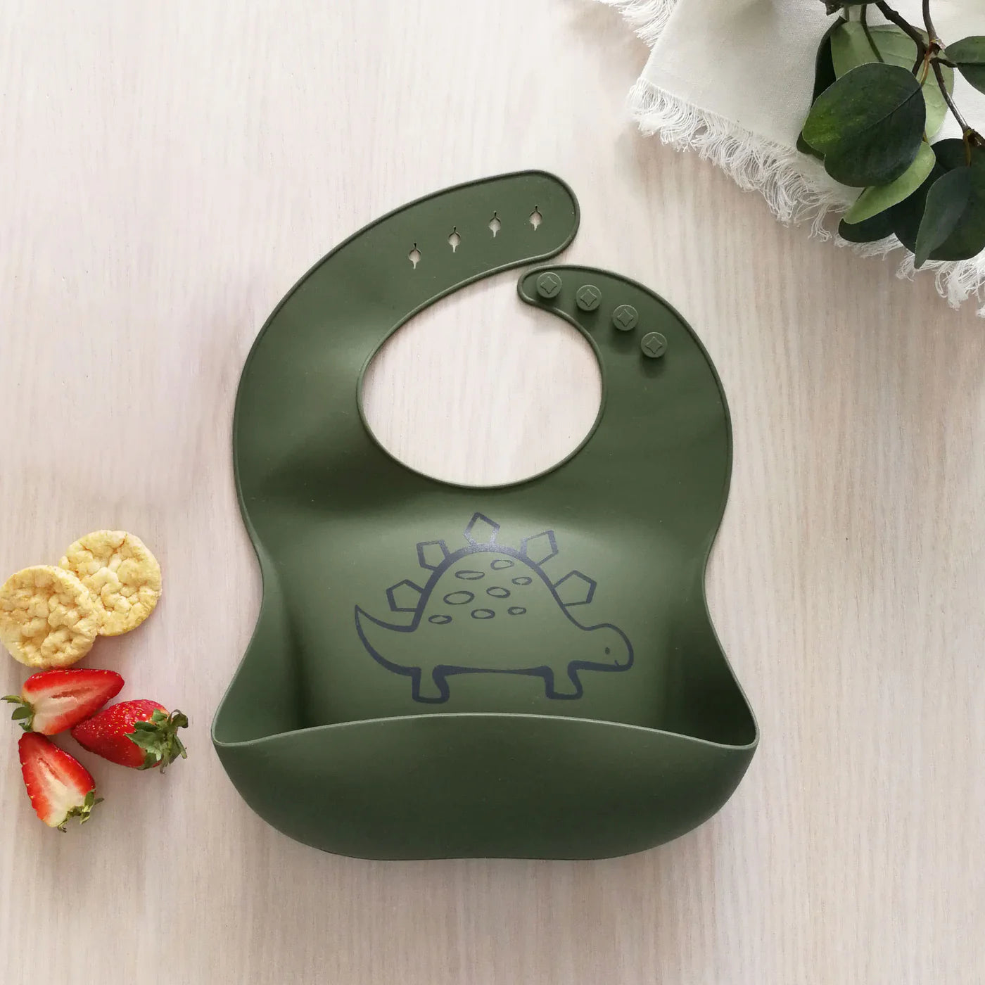 Plum Silicone Bib Dino - Pesto