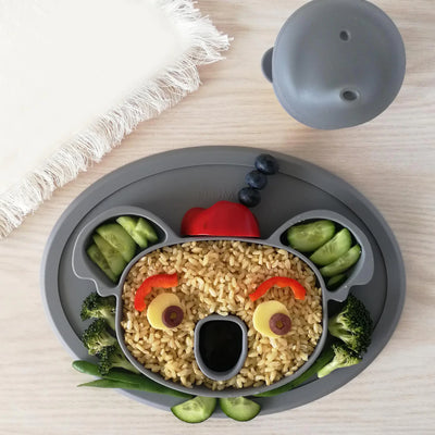 Plum Silicone Placemat Plate Koala - Grey
